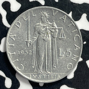 1952 Vatican City 5 Lire Lot#C0713 High Grade! Beautiful!