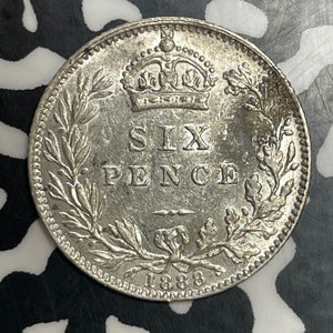 1888 Great Britain 6 Pence Sixpence Lot#T3596 Silver! High Grade! Beautiful!