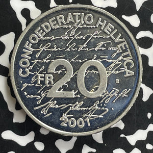 2001 Switzerland 20 Francs Lot#C0103 Silver! Proof!