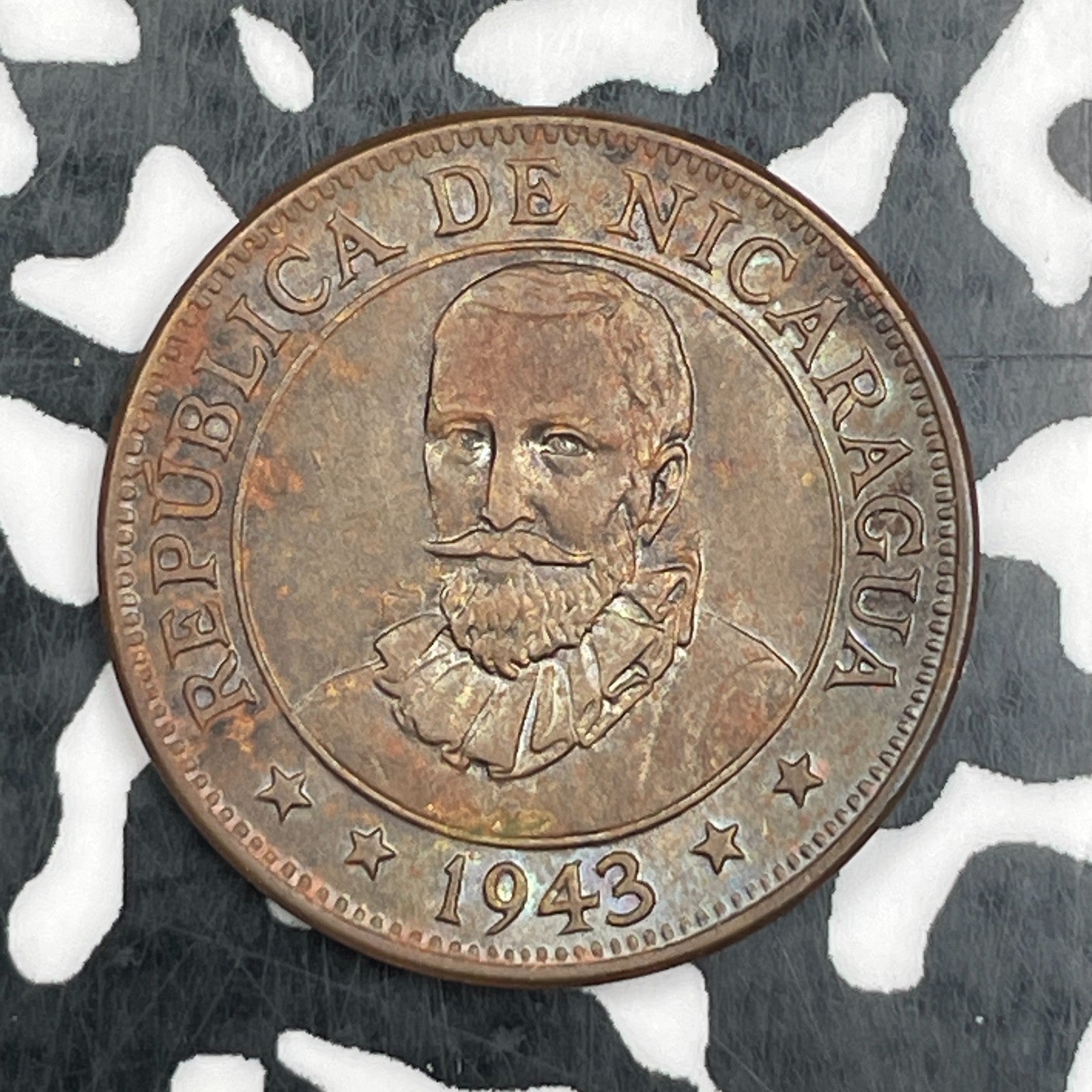 1943 Nicaragua 5 Centavos Lot#N2207 High Grade! Beautiful!