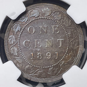 1891 Canada Large Cent NGC MS61BN Lot#G8808 Nice UNC! Large Date & Leaves