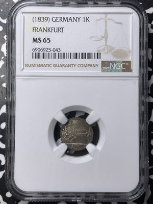 (1839) Germany Frankfurt City View 1 Kreuzer NGC MS65 Lot#G8901 Gem BU!