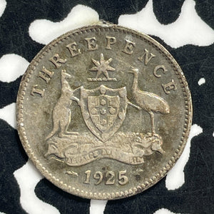 1925 Australia 3 Pence Threepence Lot#C0748 Silver!