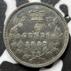 1887 Canada 5 Cents Lot#JM6982 Silver! Nice Detail, Old Cleaning