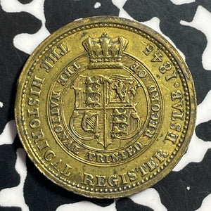 1845 G. B. Marriages, Births & Deaths Snake & Butterfly Token Lot#T1427 Nice!