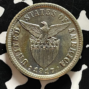 1917-S U.S. Philippines 10 Centavos Lot#T5259 Silver! High Grade! Beautiful!