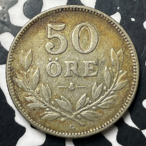 1928 Sweden 50 Ore Lot#E8137 Silver!