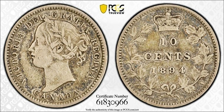 1894 Canada 10 Cents PCGS VF35 Lot#G3545 Silver! Better Date
