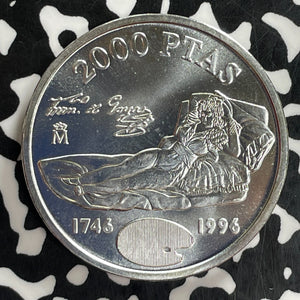 1996 Spain Goya 2000 Pesetas Lot#C1026 Silver! High Grade! Beautiful!