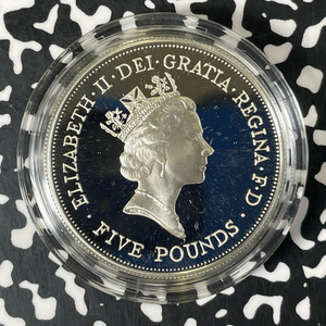 1990 G.B. Queen Mother 90th £5 Pounds Lot#B2542 Silver! Proof! W/ Box & C.O.A.