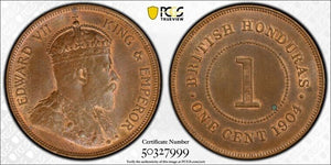 1904 British Honduras 1 Cent PCGS MS63BN Lot#G7852 Choice UNC!