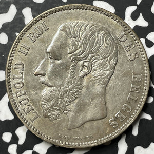 1867 Belgium 5 Francs Lot#JM8098 Large Silver! High Grade! Beautiful!