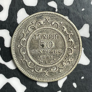1891-A Tunisia 50 Centimes Lot#T6740 Silver! Nice!