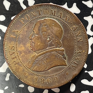 1869-R Papal States 5 Soldi Lot#T4584 Old Cleaning