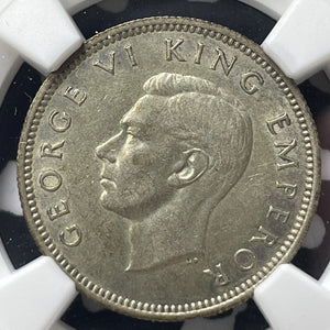 1941 New Zealand 6 Pence Sixpence NGC AU55 Lot#MK108 Silver!