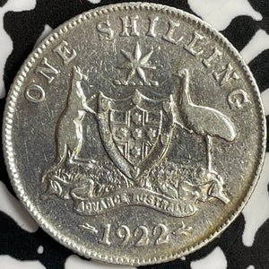 1922 Australia 1 Shilling Lot#D9746 Silver! Better Date, Old Cleaning