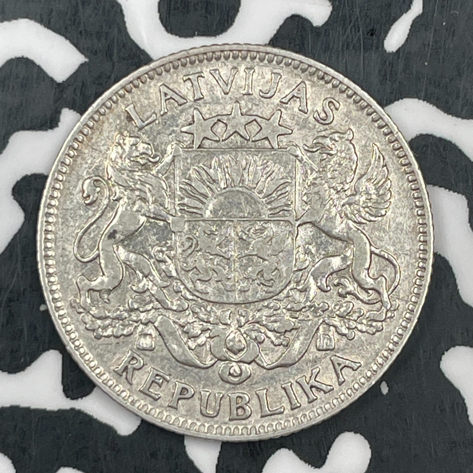 1924 Latvia 1 Lats Lot#F8438 Silver!