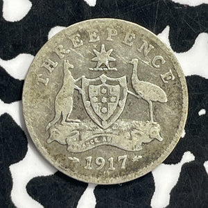 1917-M Australia 3 Pence Threepence Lot#C0731 Silver!