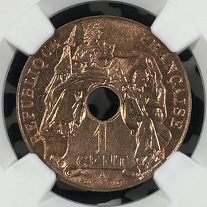 1939-A French Indo-China 1 Centime NGC MS64RB Lot#G9995 Choice UNC!