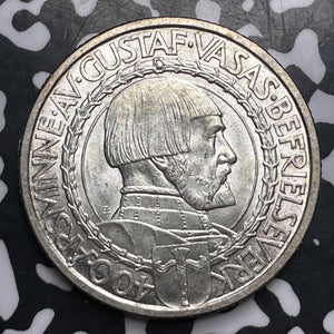 1921 Sweden 2 Kroner Lot#MK311 Silver! High Grade! Beautiful!