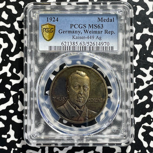 1924 Germany LZ-126 Zeppelin Medal PCGS MS63 Lot#G1010 Silver! Kaiser-449