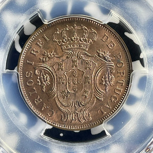 1901 Azores 5 Reis PCGS MS64RB Lot#G756 Choice UNC!