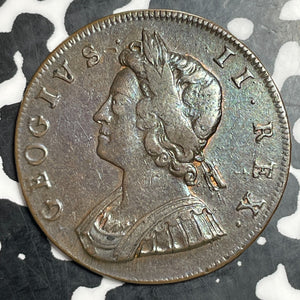 1730 Great Britain 'Geogivs' II Error 1/2 Penny Lot#JM9107 Nice!