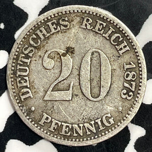 1873-B Germany 20 Pfennig Lot#T0070 Silver! Key Date!