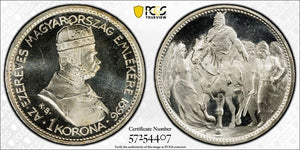 "1896"-KB Hungary 1 Korona PCGS PR66 CAM Lot#G927 Silver! Restrike KM#487