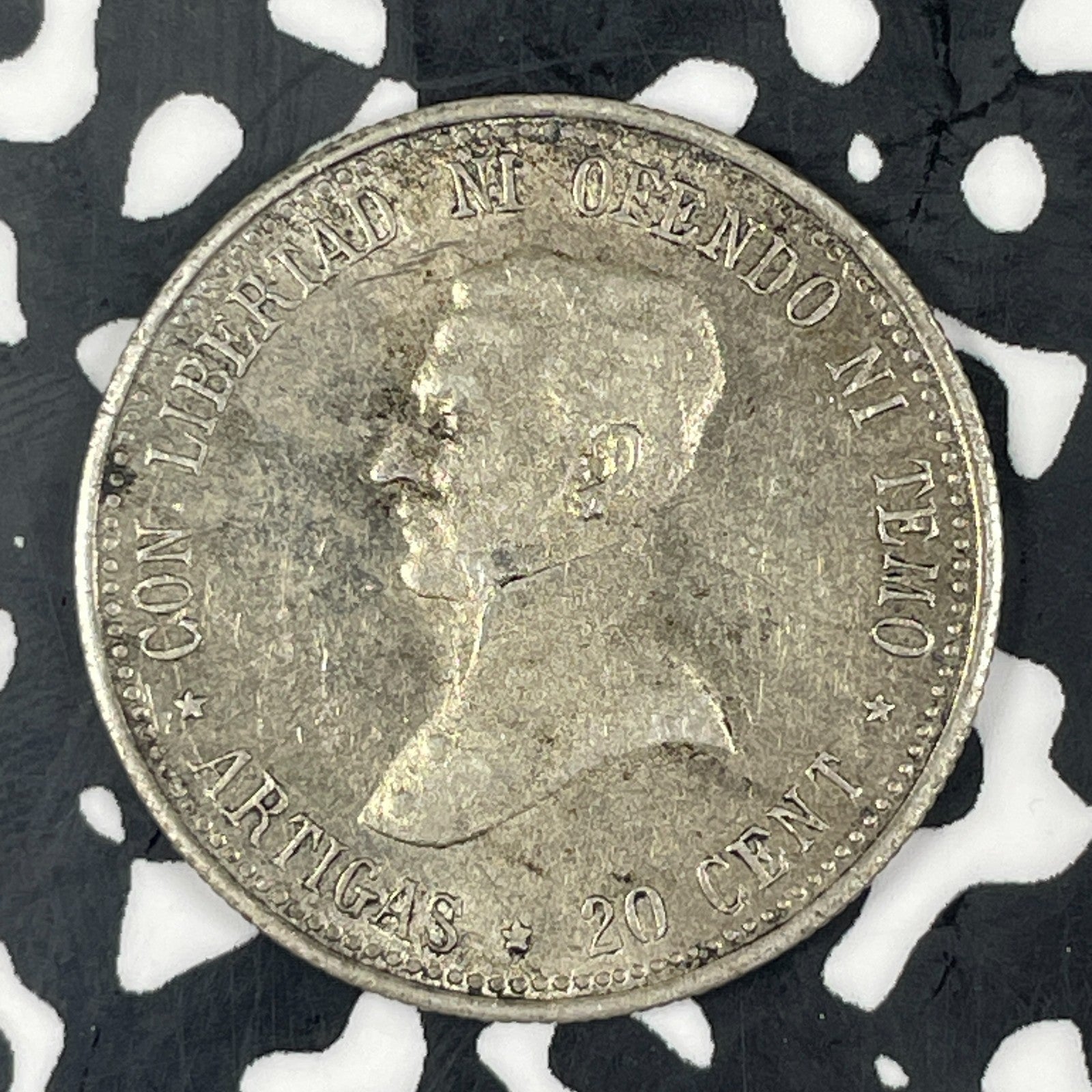 1920 Uruguay 20 Centesimos Lot#C9102 Silver! High Grade! Beautiful!