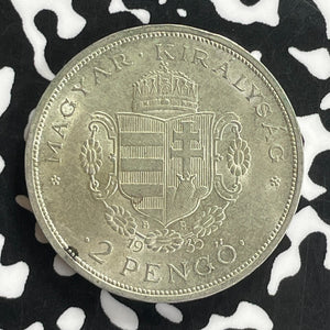 1935 Hungary 2 Pengo Lot#C0149 Silver! High Grade! Beautiful!