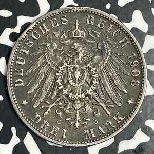 1908-A Germany Prussia 3 Mark Lot#T0792 Silver!