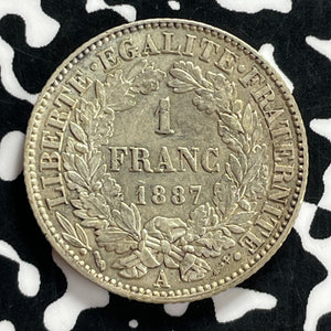 1887-A France 1 Franc Lot#JM9842 Silver! High Grade! Beautiful!