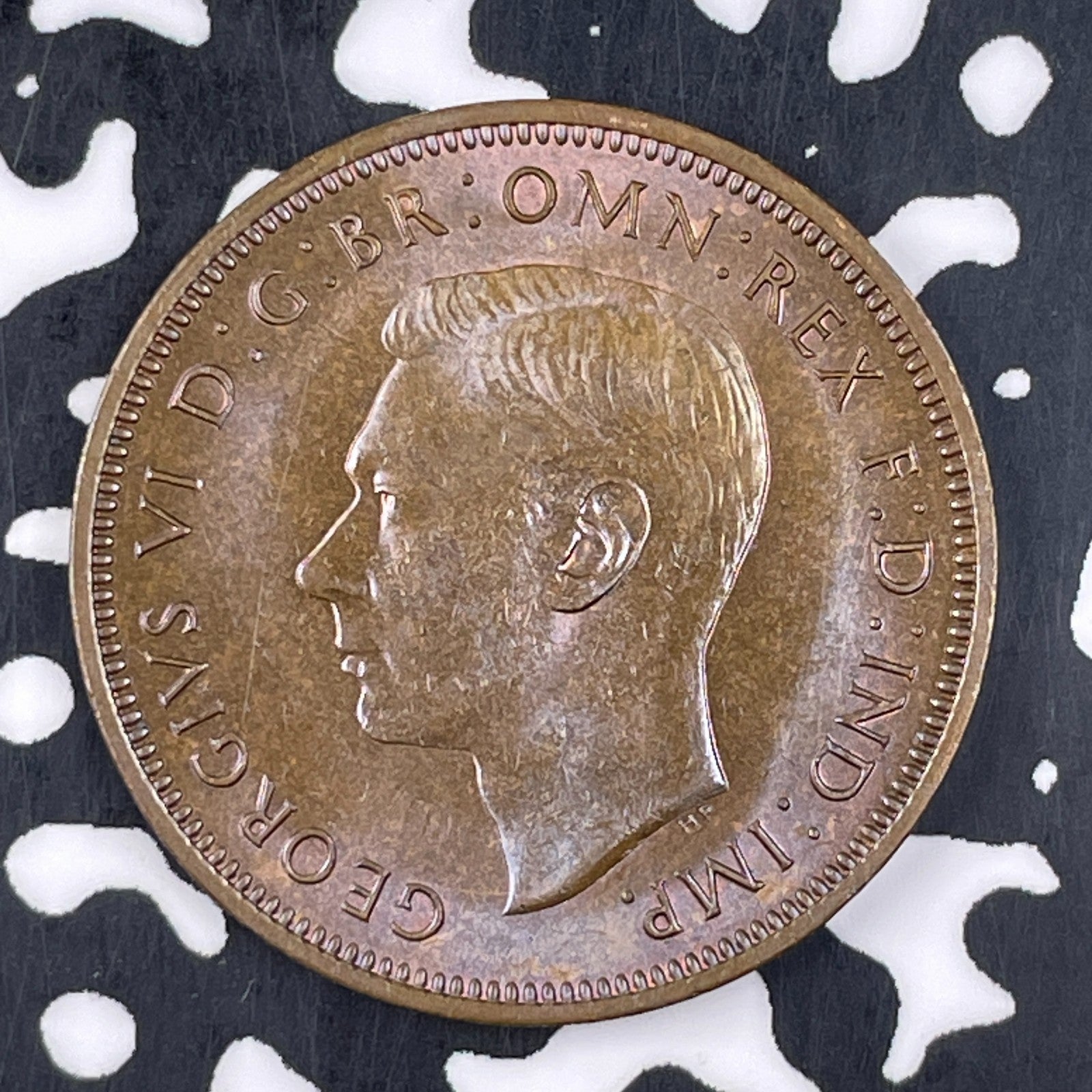 1942 Great Britain 1/2 Penny Half Penny Lot#F3718 Beautiful Detail, Reverse Spot