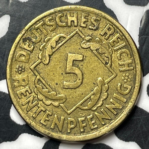 1924-J Germany 5 Rentenpfennig (28 Available) (1 Coin Only) KM#32