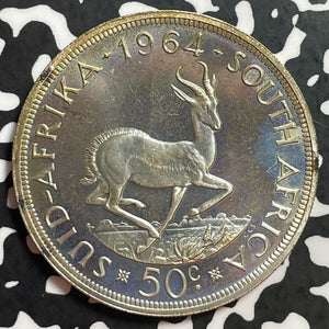 1964 South Africa 50 Cents Lot#T1186 Large Silver Coin! High Grade! Beautiful!