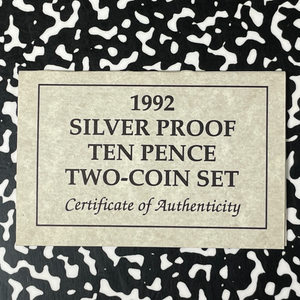 1992 Great Britain 2x 10 Pence Proof Set Lot#B2520 Silver! With Box & C.O.A.