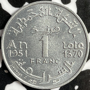 1951 Morocco 1 Franc Lot#D8137 High Grade! Beautiful!