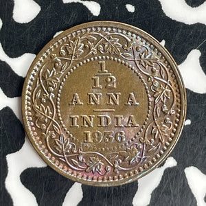 1936 India 1/12 Anna Lot#T8079 High Grade! Beautiful Toning!