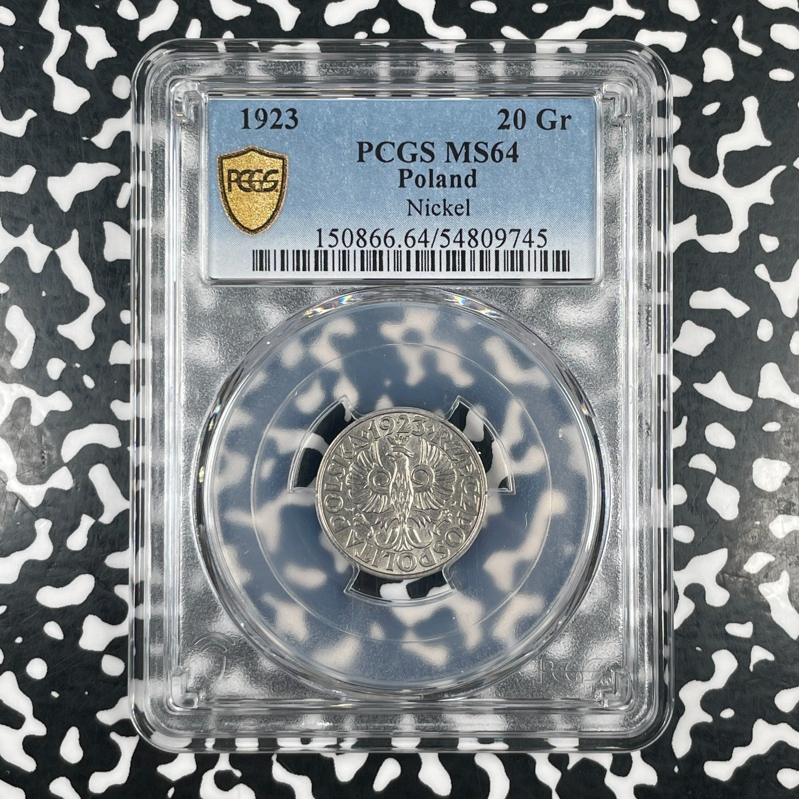 1923 Poland 20 Groszy PCGS MS64 Lot#G4234 Choice UNC! Nickel