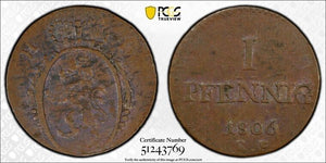 1806-RF Germany Hesse-Darm 1 Pfennig PCGS XF45 Lot#G9343 KM#251