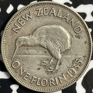 1935 New Zealand 1 Florin Lot#E0588 Silver! Nice!