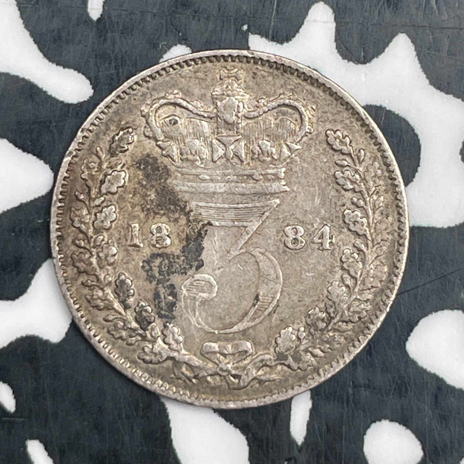1884 Great Britain Victoria 3 Pence Threepence Lot#N2038 Silver!