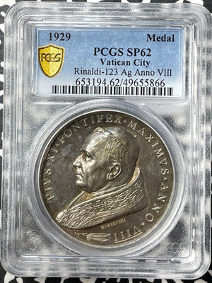 1929 Vatican City Lateran Treaties Of Feb 11th Medal PCGS SP62 Lot#GV8572 Silver