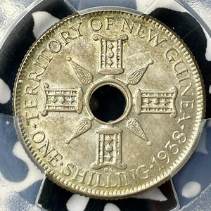 1938 New Guinea 1 Shilling PCGS MS65 Lot#G9852 Silver! Gem BU!