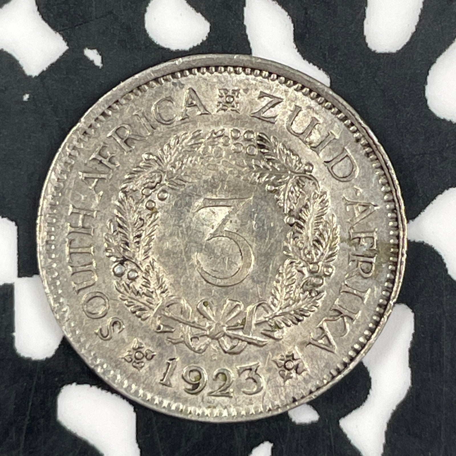 1923 South Africa 3 Pence Threepence Lot#JM0952 Silver! High Grade! Beautiful!