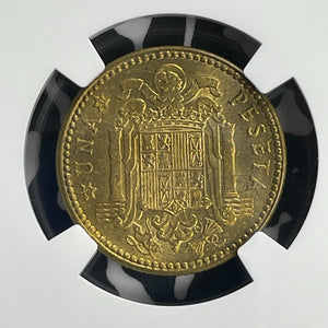 1947 (51) Spain 1 Peseta NGC MS63 Lot#G830 Key Date! Choice UNC!