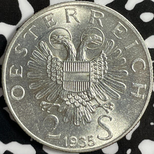 1935 Austria 2 Schilling Lot#D8891 Silver! High Grade! Beautiful!
