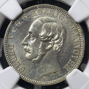 1860-B Germany Hannover 1/6 Thaler NGC MS62 Lot#G8904 Silver! Nice UNC!