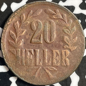 1916-T German East Africa 20 Heller Lot#D9073 Copper